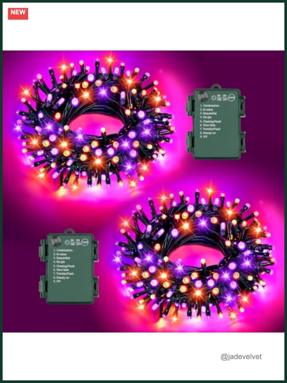 2 Pack Halloween LED String Lights Battery Operated Outdoor Waterproof 100